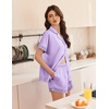 image:imageEkouaer Women Lace Satin Pajama Set Button Down Silk Pjs Shorts Set XSXXLLilac
