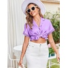 image:imageEkouaer Women Lace Satin Pajama Set Button Down Silk Pjs Shorts Set XSXXLLilac