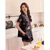 image:imageEkouaer Women Lace Satin Pajama Set Button Down Silk Pjs Shorts Set XSXXLLove You Lips