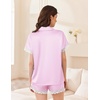 image:imageEkouaer Women Lace Satin Pajama Set Button Down Silk Pjs Shorts Set XSXXLPink