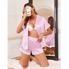 image:imageEkouaer Women Lace Satin Pajama Set Button Down Silk Pjs Shorts Set XSXXLPink