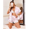 image:imageEkouaer Women Lace Satin Pajama Set Button Down Silk Pjs Shorts Set XSXXLPink Chinoiserie