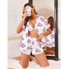 image:imageEkouaer Women Lace Satin Pajama Set Button Down Silk Pjs Shorts Set XSXXLPink Hydrangea