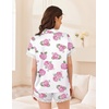 image:imageEkouaer Women Lace Satin Pajama Set Button Down Silk Pjs Shorts Set XSXXLPink Hydrangea