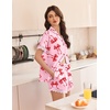 image:imageEkouaer Women Lace Satin Pajama Set Button Down Silk Pjs Shorts Set XSXXLRed Bow