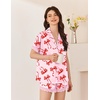 image:imageEkouaer Women Lace Satin Pajama Set Button Down Silk Pjs Shorts Set XSXXLRed Bow