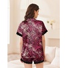 image:imageEkouaer Women Lace Satin Pajama Set Button Down Silk Pjs Shorts Set XSXXLRose Black Leopard