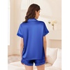 image:imageEkouaer Women Lace Satin Pajama Set Button Down Silk Pjs Shorts Set XSXXLSky Blue
