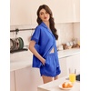 image:imageEkouaer Women Lace Satin Pajama Set Button Down Silk Pjs Shorts Set XSXXLSky Blue
