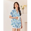 image:imageEkouaer Women Lace Satin Pajama Set Button Down Silk Pjs Shorts Set XSXXLVintage Floral Blue