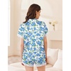 image:imageEkouaer Women Lace Satin Pajama Set Button Down Silk Pjs Shorts Set XSXXLVintage Floral Blue