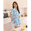 image:imageEkouaer Women Lace Satin Pajama Set Button Down Silk Pjs Shorts Set XSXXLVintage Floral Blue