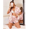 image:imageEkouaer Women Lace Satin Pajama Set Button Down Silk Pjs Shorts Set XSXXLVintage Floral Blush Pink