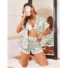 image:imageEkouaer Women Lace Satin Pajama Set Button Down Silk Pjs Shorts Set XSXXLVintage Floral Sage Green
