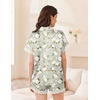 image:imageEkouaer Women Lace Satin Pajama Set Button Down Silk Pjs Shorts Set XSXXLVintage Floral Sage Green