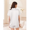 image:imageEkouaer Women Lace Satin Pajama Set Button Down Silk Pjs Shorts Set XSXXLWhite