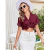 image:imageEkouaer Women Lace Satin Pajama Set Button Down Silk Pjs Shorts Set XSXXLWine Red