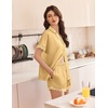 image:imageEkouaer Women Lace Satin Pajama Set Button Down Silk Pjs Shorts Set XSXXLYellow
