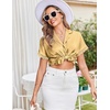 image:imageEkouaer Women Lace Satin Pajama Set Button Down Silk Pjs Shorts Set XSXXLYellow