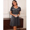 image:imageEkouaer Women Nightgowns Short Sleeve Sleepwear Soft Nightshirt PajamasBlack Flower