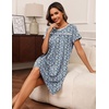 image:imageEkouaer Women Nightgowns Short Sleeve Sleepwear Soft Nightshirt PajamasBlack With Blue Flower
