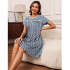 image:imageEkouaer Women Nightgowns Short Sleeve Sleepwear Soft Nightshirt PajamasBlack With Blue Flower