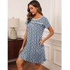 image:imageEkouaer Women Nightgowns Short Sleeve Sleepwear Soft Nightshirt PajamasBlack With Blue Flower