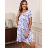image:imageEkouaer Women Nightgowns Short Sleeve Sleepwear Soft Nightshirt PajamasBlue Flower