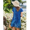 image:imageEkouaer Women Nightgowns Short Sleeve Sleepwear Soft Nightshirt PajamasDark Blue Flower
