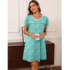 image:imageEkouaer Women Nightgowns Short Sleeve Sleepwear Soft Nightshirt PajamasGreen Flower