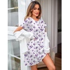 image:imageEkouaer Women Nightgowns Short Sleeve Sleepwear Soft Nightshirt PajamasPurple Floral