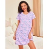 image:imageEkouaer Women Nightgowns Short Sleeve Sleepwear Soft Nightshirt PajamasPurple Print