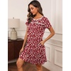 image:imageEkouaer Women Nightgowns Short Sleeve Sleepwear Soft Nightshirt PajamasRed Flower