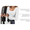image:imageEkouaer Womens 3 Pack Long Sleeve Shirts Square Neck Thermal UndershirtsBlackWhiteLight Grey