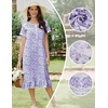 image:imageEkouaer Womens Cotton Nightgown Long Short Sleeve House Dress with PocketsBlue Dot