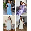 image:imageEkouaer Womens Cotton Nightgown Long Short Sleeve House Dress with PocketsGreen Florals