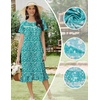 image:imageEkouaer Womens Cotton Nightgown Long Short Sleeve House Dress with PocketsGreen Florals