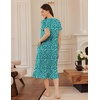 image:imageEkouaer Womens Cotton Nightgown Long Short Sleeve House Dress with PocketsGreen Florals