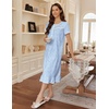 image:imageEkouaer Womens Cotton Nightgown Long Short Sleeve House Dress with PocketsLight Blue Flowers