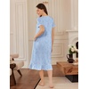 image:imageEkouaer Womens Cotton Nightgown Long Short Sleeve House Dress with PocketsLight Blue Flowers