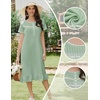 image:imageEkouaer Womens Cotton Nightgown Long Short Sleeve House Dress with PocketsLight Green