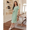 image:imageEkouaer Womens Cotton Nightgown Long Short Sleeve House Dress with PocketsLight Green