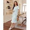 image:imageEkouaer Womens Cotton Nightgown Long Short Sleeve House Dress with PocketsLight Green Daisy