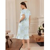 image:imageEkouaer Womens Cotton Nightgown Long Short Sleeve House Dress with PocketsLight Green Daisy