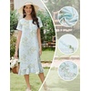 image:imageEkouaer Womens Cotton Nightgown Long Short Sleeve House Dress with PocketsLight Green Daisy