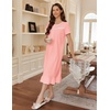 image:imageEkouaer Womens Cotton Nightgown Long Short Sleeve House Dress with PocketsLight Pink