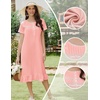 image:imageEkouaer Womens Cotton Nightgown Long Short Sleeve House Dress with PocketsLight Pink