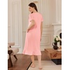 image:imageEkouaer Womens Cotton Nightgown Long Short Sleeve House Dress with PocketsLight Pink