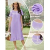 image:imageEkouaer Womens Cotton Nightgown Long Short Sleeve House Dress with PocketsLilac
