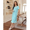 image:imageEkouaer Womens Cotton Nightgown Long Short Sleeve House Dress with PocketsLine Flowers